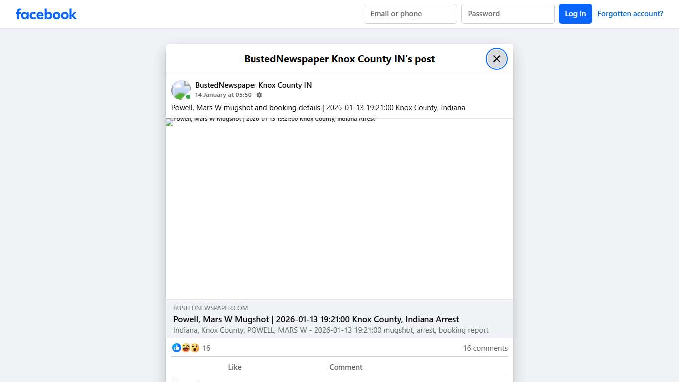 Powell, Mars W mugshot... - BustedNewspaper Knox County IN Facebook