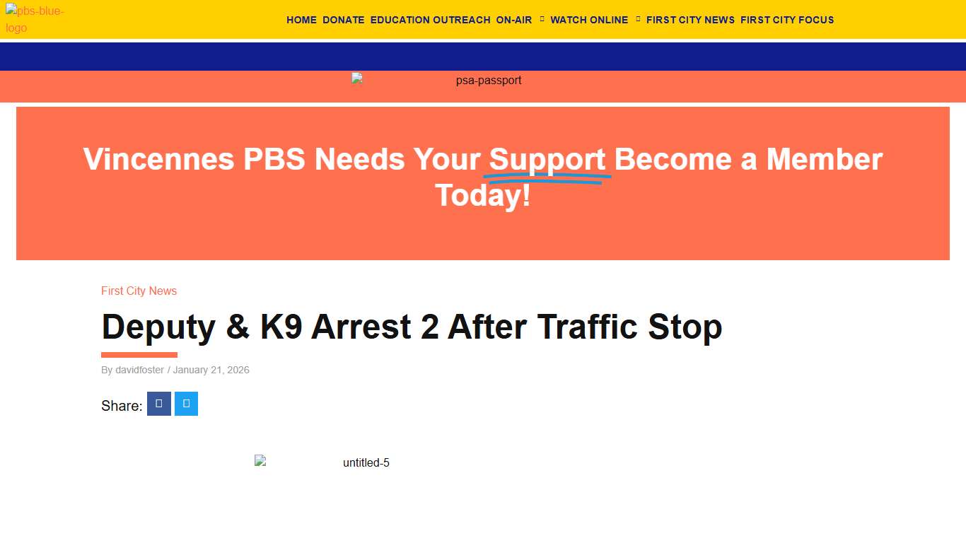 Deputy & K9 Arrest 2 After Traffic Stop Vincennes PBS 1200 North Second Street, Vincennes, IN 47591