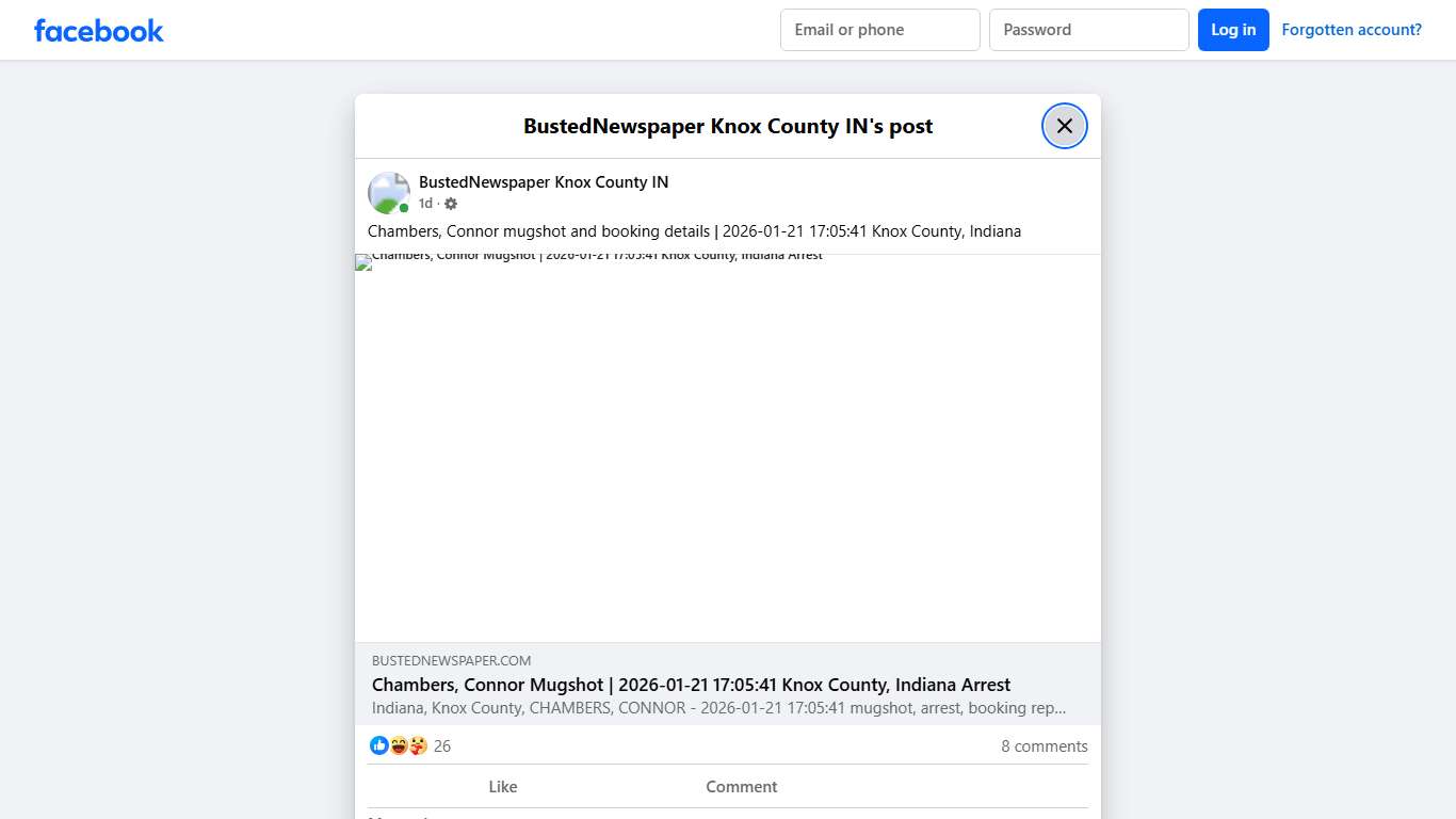 Chambers, Connor mugshot... - BustedNewspaper Knox County IN Facebook